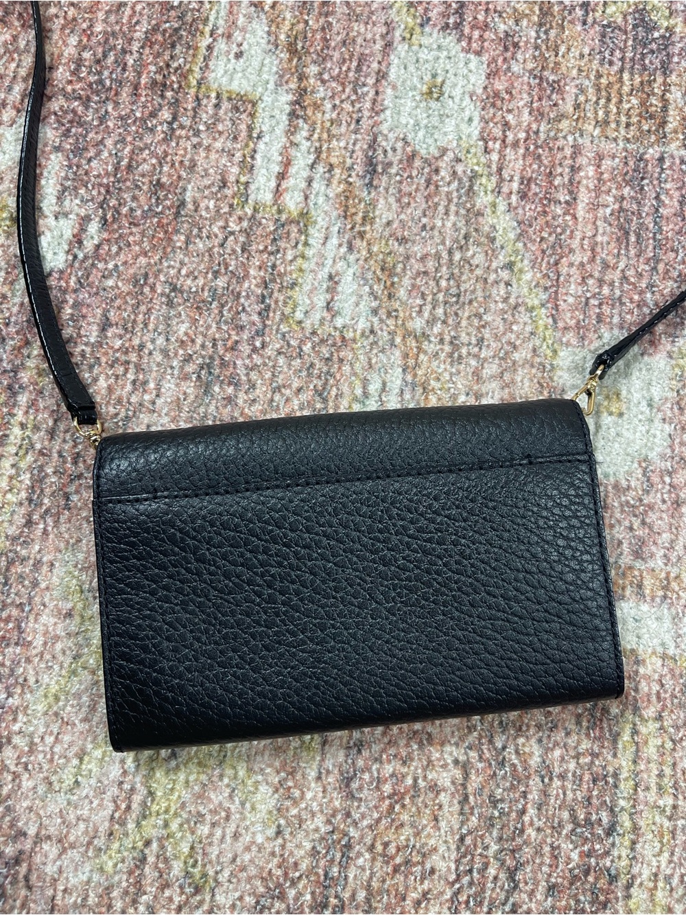 Kate Spade Southport Avenue Natalie Pebbled Leather Clutch Crossbody Bag Black - Picture 6 of 7